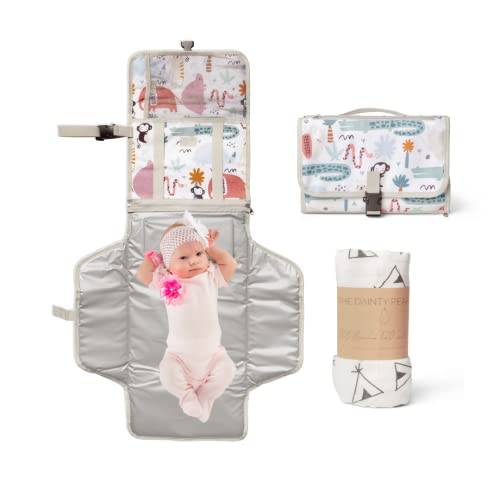 Cambiador plegable portátil bebé impermeable con Muselina para recién nacido 120x120cm regalo original baby shower
