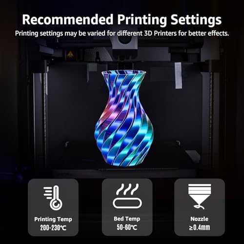 Image of Silk PLA+ Pro 1.75mm 3D Printer Filament - 4 Spool Multi-Color Bundle (250gx4) with Rose Red /Sky Blue /Green /Dark Blue- Tri-Color & Dual-Color Shine Vibrant Filament, Total 1KG