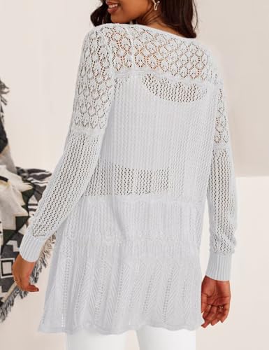 Women's Lightweight Crochet Cardigan Sweaters Long Sleeve Loose Drape Open Front Boho Beach Cover Up, S-XL4