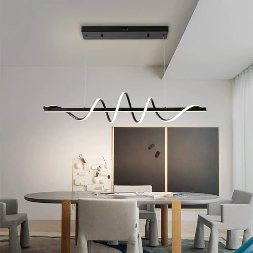 Lustre noir LED variable avec éclairage d'îlot pour moduler l'ambiance de cuisine