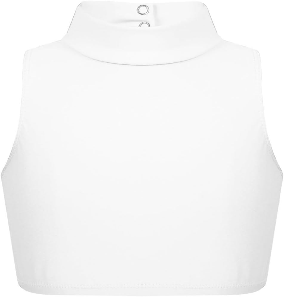 TTAO Kids Girls Tank Crop Top Mock Neck Criss Cross Back Bra Athletic Ballet Dance Workout Sports Active Tee Shirt