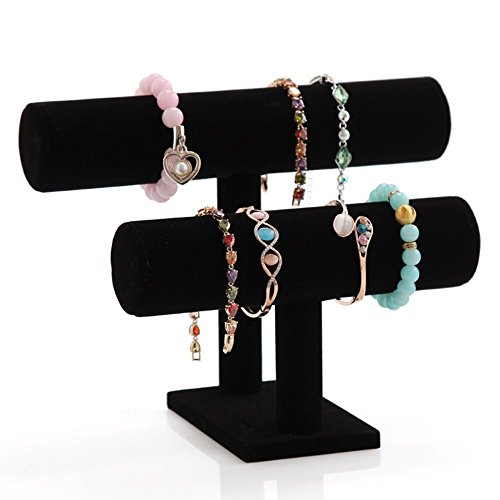Wudygirl Velvet Hovering 2 Tier Bracelet Holder for Jewelry Display Stand Organizer Storage Tower