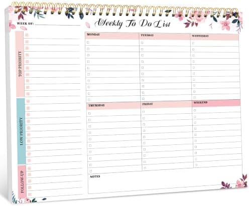 Taja Weekly To Do List Notepad, Undated Weekly Planner Pad, 8.5" ...
