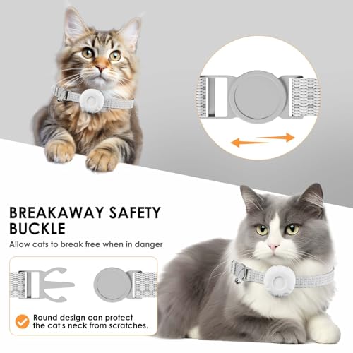 Image of Cat Tracker, MINI GPS Tracker for Cats, No Monthly Fee Pet Tracker Compatible with Apple Find My App(Only iOS), Real-Time Tracking, Smart Alerts, Up to 1-Year Battery, White