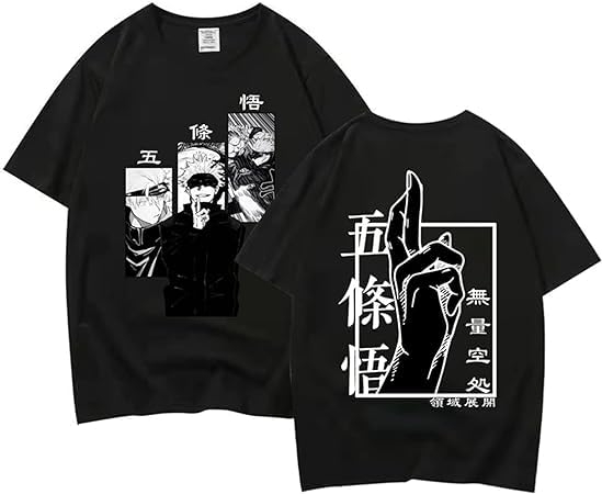 Japanese Manga Gojo Satoru T-Shirt Jujutsu Kaisen Fashion Tops Anime Fashion Short Sleeve Girls Boys Gift Oversized T-Shirts