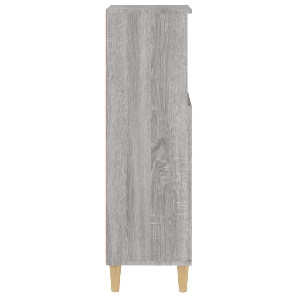 Mueble de baño Sonoma gris, 30 x 30 x 100 cm, material de madera con 1 estante y 2 estantes para almacenamiento y almacenamiento