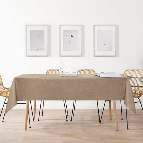 DWCN Abwaschbare Tischdecke Outdoor Wetterfest Leinenoptik 110x140cm – Ansicht 6