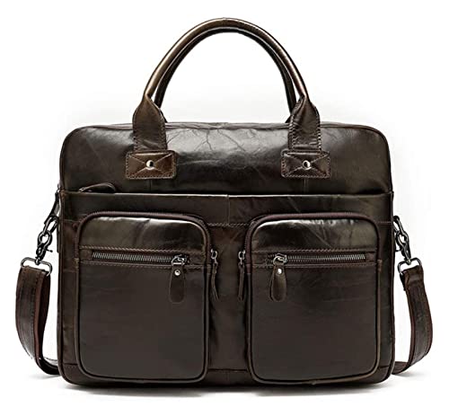 Multi Pocket Messenger Bag Vintage Briefcase 14 Inch Laptop Shoulder Bag Computer Tablet Tote Handbag