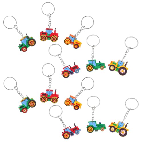 VANZACK 12 Piezas Llavero de Tractor de Granja Cartoon de para Fiestas Infantiles Decoración de Claves para Mochilas Suministros de Cumpleaños
