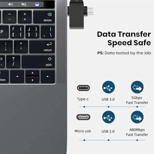 Image of 2-in-1 USB 3.0 OTG Adapter, Micro USB & USB-C Male to USB-A Female Converter, 5Gbps Data Transfer, Type-C to USB for Android, MacBook, iPad Pro, Laptops, Smartphones, Tablets (Pack of 1)