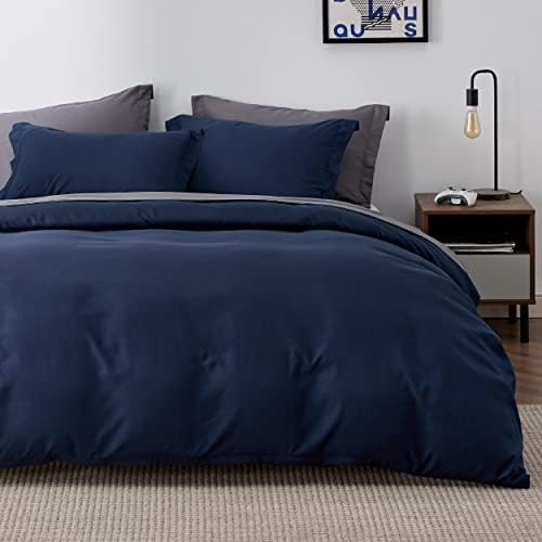 Bedsure Navy Blue Duvet Cover Full Size - Soft Brushed Microfiber Duvet Cover for Kids with Zipper Closure, 3 Pieces, Include 1 Duvet Cover (80"x90") & 2 Pillow Shams, NO Comforter