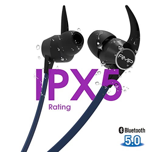 Image of Amkette Amp Urban X5 Bluetooth Headphones with in-line Mic Controls, Voice Assistant, 8 Hours of Playback and IPX5 Sweatproof (Blue)