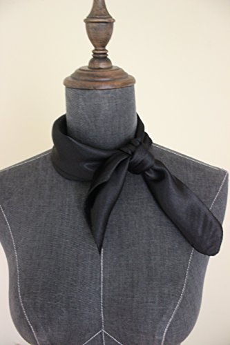 Silk square scarf pure color head scarf blend neckerchief (Black)2