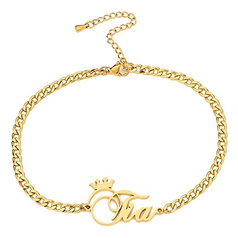 Flowshey Personalized Name Bracelet for Women Custom Name Anklet 18K Gold Plated Name Bracelet Anklet Customized Name Jewelry Gift Cover