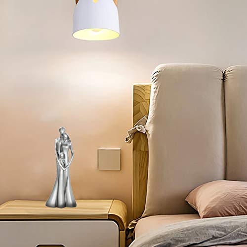 Dreamseden Family Of 3 Sculpture Statue, Abstract Resin Parents & Daughter Figurine Art Ornament For Home Decoration Anniversary First Child Gifts, Silver #TOP2