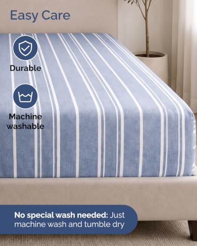Image of CGK Linens 2 Pack Extra Deep Twin XL Fitted Sheets - Blue Stripes