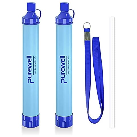 Purewell Outdoor Water Filter Personal Water Filtration Straw Emergency Survival Gear Water Purifier for Camping Hiking Climbing Backpacking Cover