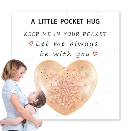 Generico Fichas de abrazo de bolsillo – Recuerdo en forma de corazón de 4 cm, ficha ligera, colgante de regalo sentimental, mini símbolo | Ficha de apoyo para Navidad, cumpleaños, Mat