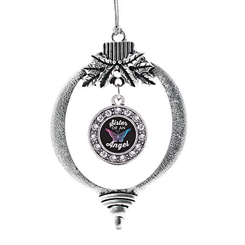 Inspired Silver - Sister Of An Angel Charm Ornament - Silver Circle Charm Holiday Ornaments With Cubic Zirconia Jewelry #TOP27