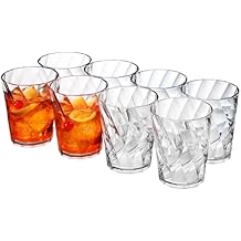 US Acrylic Optix Plastic Reusable Drinking Glasses Set of 8 14oz Rocks Cups in Clear | BPA-Free Tumblers, Made in USA | Top-Rack Dishwasher Safe