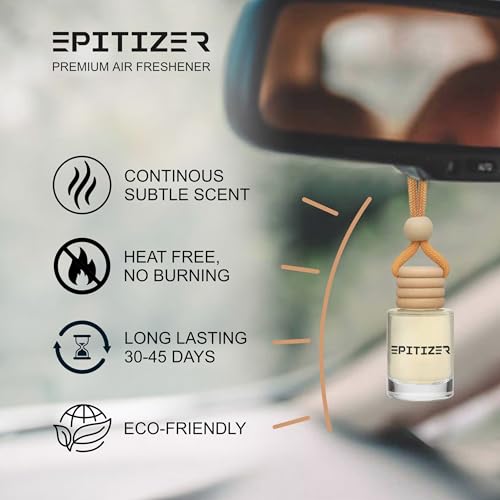 Image of Hanging Car Air Freshener Celestine - Premium Luxury Scent, 10ml Glass Bottle with Wooden Cap, Lasts 30-45 Days