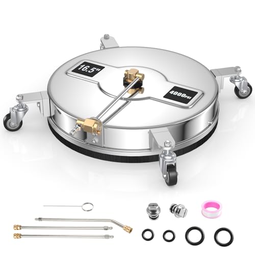 GiantexUK 16.5 Inch Pressure Washer Surface Cleaner, 4000 PSI Stainless Steel Power Washer with Wheels, Nozzles, Quick Connect, 3 Extension Wands, Undercarriage Power Cleaner for Sidewalks Driveway