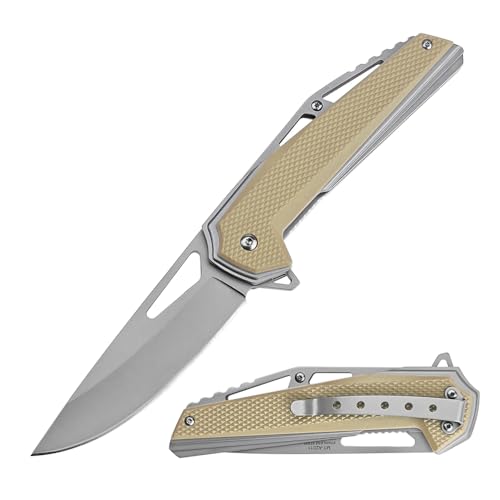 MTECH USA Folding Pocket Knife, 3.61-inch Drop Point Blade, Stainless Steel Handle with Black Nylon Fiber Overlay by MTECH USA - Used condition - US$10.36