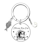 Porte-clés « J'peux pas j'ai Peche » avec acier inoxydable et breloque Poisson Hameçon – idéal cadeau pour Pecheur - création (pecheur)