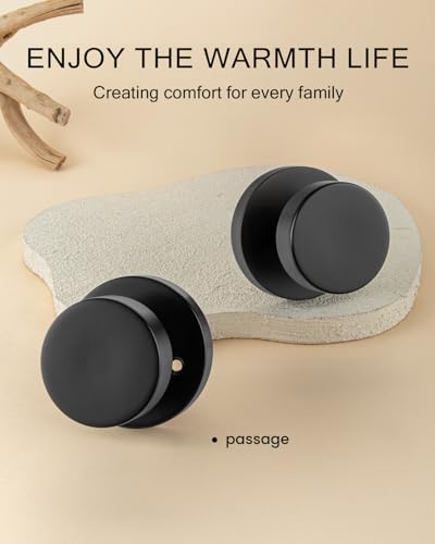 Image of Haidms Black Door Knobs Passage, Heavy Duty Zinc-Alloy Closet Door Knobs, Matte Black Interior Door Knob for Hallway & Closet, Round Ball Design(5 Pack)