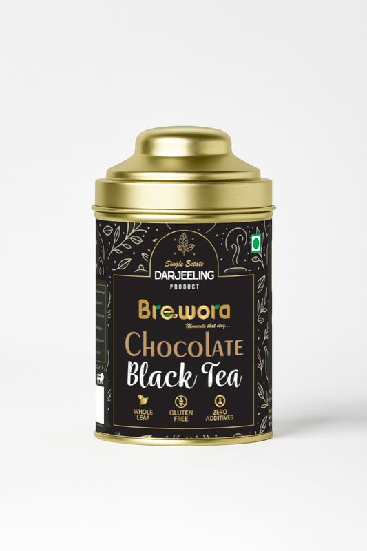 Brewora Chocolate Black Tea | Rich Cocoa-Infused Blend with Bold Black Tea Leaves | Indulgent Aromatic Beverage