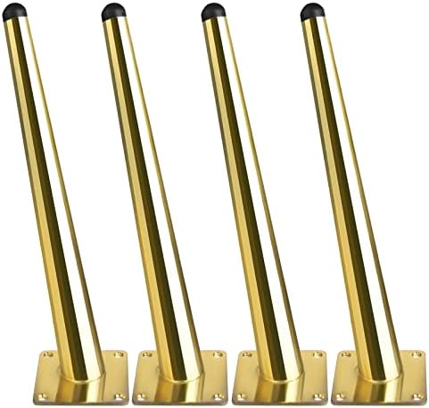 QM-STVR 16 Inch Gold Sofa Legs Set of 4, Mid Century Table Legs Gold Furniture Legs Sofa Replacement Legs High Oblique Conical Gold Dresser Legs for Sofa,Coffee Table,Cabinet，TV Cabinets