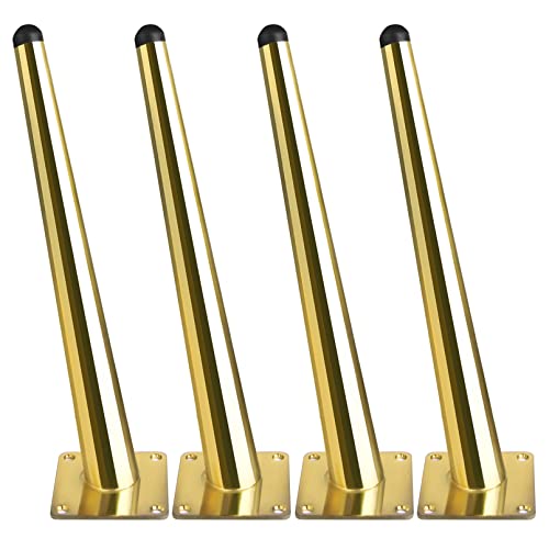 Qm-Stvr 16 Inch Gold Sofa Legs Set Of 4, Mid Century Table Legs Gold Furniture Legs Sofa Replacement Legs High Oblique Conical Gold Dresser Legs For Sofa,Coffee Table,Cabinet，Tv Cabinets #TOP16