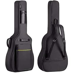 CAHAYA 41 In Acoustic Guitar Bag 0.35 In Thick Padding Water Resistent Dual Adjustable Shoulder Strap Guitar Case Gig Bag with Back Hanger Loop, Black CY0152 - Les Beatles, Paul McCartney, John Lennon, RIngo Starr, George Harrison