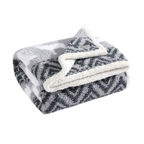 Image of Eddie Bauer - Throw Blanket, Ultra-Soft Plush Bedding with Faux Shearling Reverse, Blanket for Couch & Bed (Woodland Fair Isle Grey, 50 inch x 60 inch)
