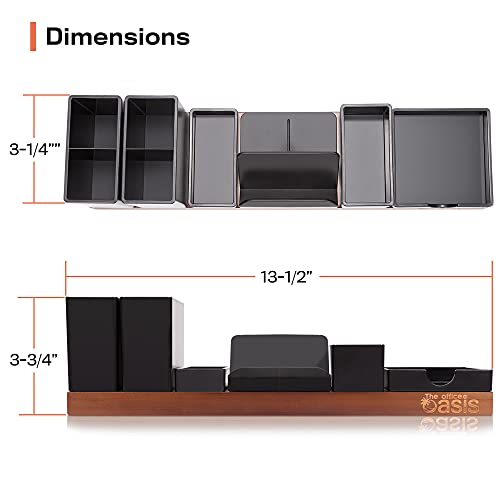 The Office Oasis Magnetic Desk Organizer, Bamboo Base with Customizable Trays, Brown - Thumbnail 6