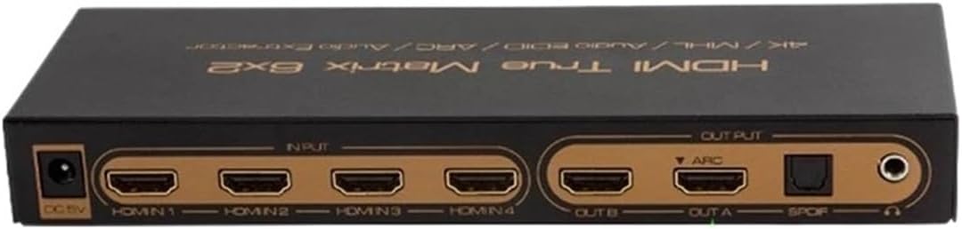 6x2 HDMI Matrix PIP HDMI 6X2 Matrix Audio Extractor HDMI ARC 4K/30Hz Matrix HDMI 6 in 2 Out Switch Splitter with Audio Out(AU Power Adapter)
