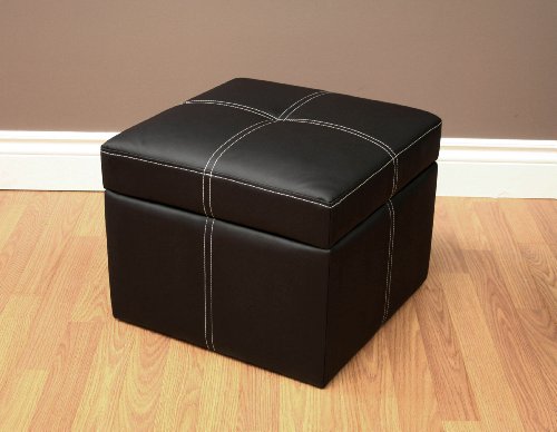 Ameriwood Home DHP Delaney Small Square Ottoman with Storage, Rich Faux Leather, Black by Ameriwood Home - Image 3
