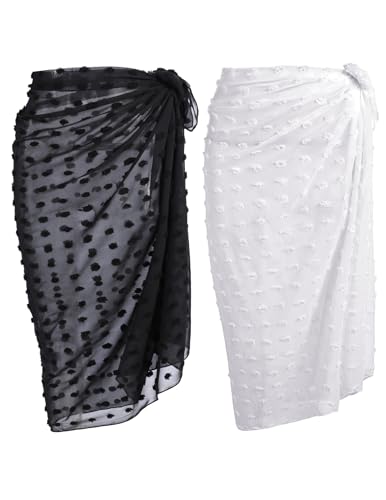 Image of Ekouaer Women Sarong Swimsuit Coverups Chiffon Long Bikini Wraps Sheer Beach Bathing Suit Cover Up