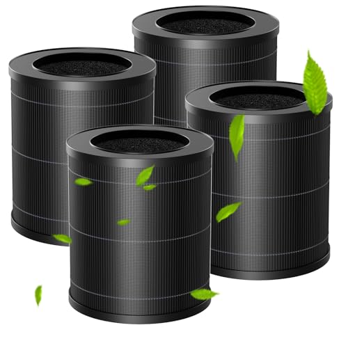 4 Pack MR2566 Replacement Filter for MORENTO MR2566 Air Purifier, 3-in-1 Ture HEPA & Activated Carbon Replacement Filter, Standard Version, Black