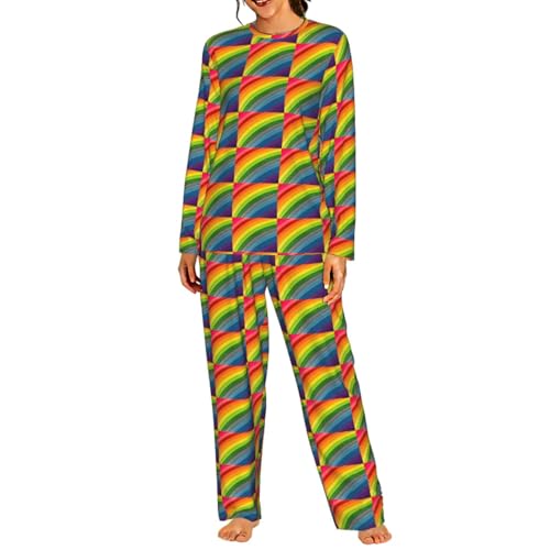 Pyjama rayures arc-en-ciel pour éliminer l'inconfort nocturne des nuits fraîches