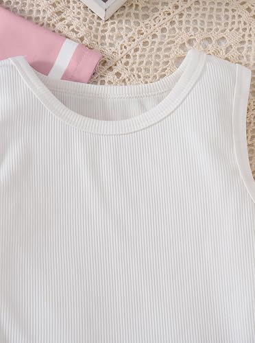 Image of Hilinker Girls 3 Piece Outfits Graphic Tank and Short Sleeve Cardigan with Shorts Set
