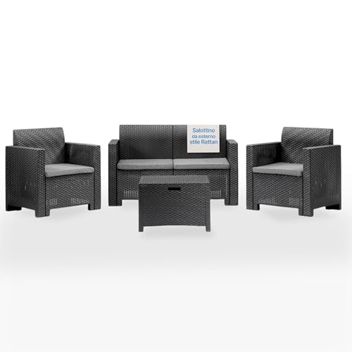 Tomaino - Salotto Da Giardino Esterno Stile Rattan - Set