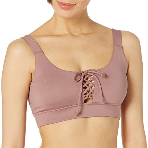 Guess Women's Active Medium Support Sports Bra With Lace-Up Detail, Rose Chai #TOP10