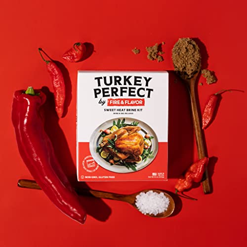 Fire & Flavor Sweet Heat Turkey Perfect Brine - Turkey Brine Kit With Bag For Roasting, Grilling, Smoking, And Frying - Brining Seasonings For Cooking And Turkey Brine Bag - Turkey Brine And Rub Kit #TOP7