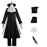 Helltaker Ryunosuke Akutagawa Cosplay Costume Mens Halloween Party Suit Trench Coat Jacket Vest Shirt Pants