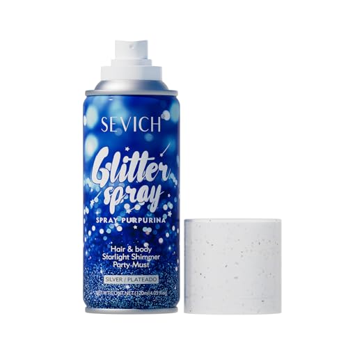 Sevich 120ML Glitzer Haarspray Silbernes Glitzerspray Für Haare Gesicht Und Körper Kein Kleber Erforderlich Wasserfest Langanhaltend Leicht Abwaschbar Für Bühne Festival Rave