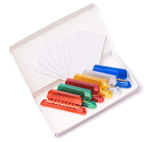 File Folder Tabs 60 Set Hanging File Folder Labels and Tabs 2 Inch Clear Plastic Hanging File Tabs for Quick Identification(Colorful, 60pcs)