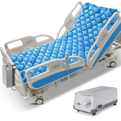 Careboda Alternating Pressure Mattress Anti Decubitus Air Pads with Electric Quiet Pump System Pressure Sore Pad and Bed Sore Prevention Air Mattress for Hospital Bed and Home Use Blue 75 x 35