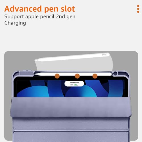 Image of Amazon Basics Magnetic Case for Apple iPad Air 11 Inch M2 2024, Air 6th /5th Gen 2022 /4th Gen 2020 | Trifold Stand, Detachable Back, Transparent Flip Cover (Lavender)