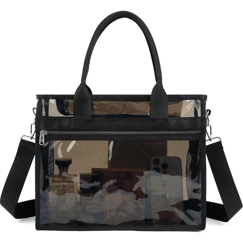 Image of Fammart Clear Bags Stadium Approved, Jelly Tote Bag for Women with Zipper, Crossbody Bag with Adjustable Strap for Work
